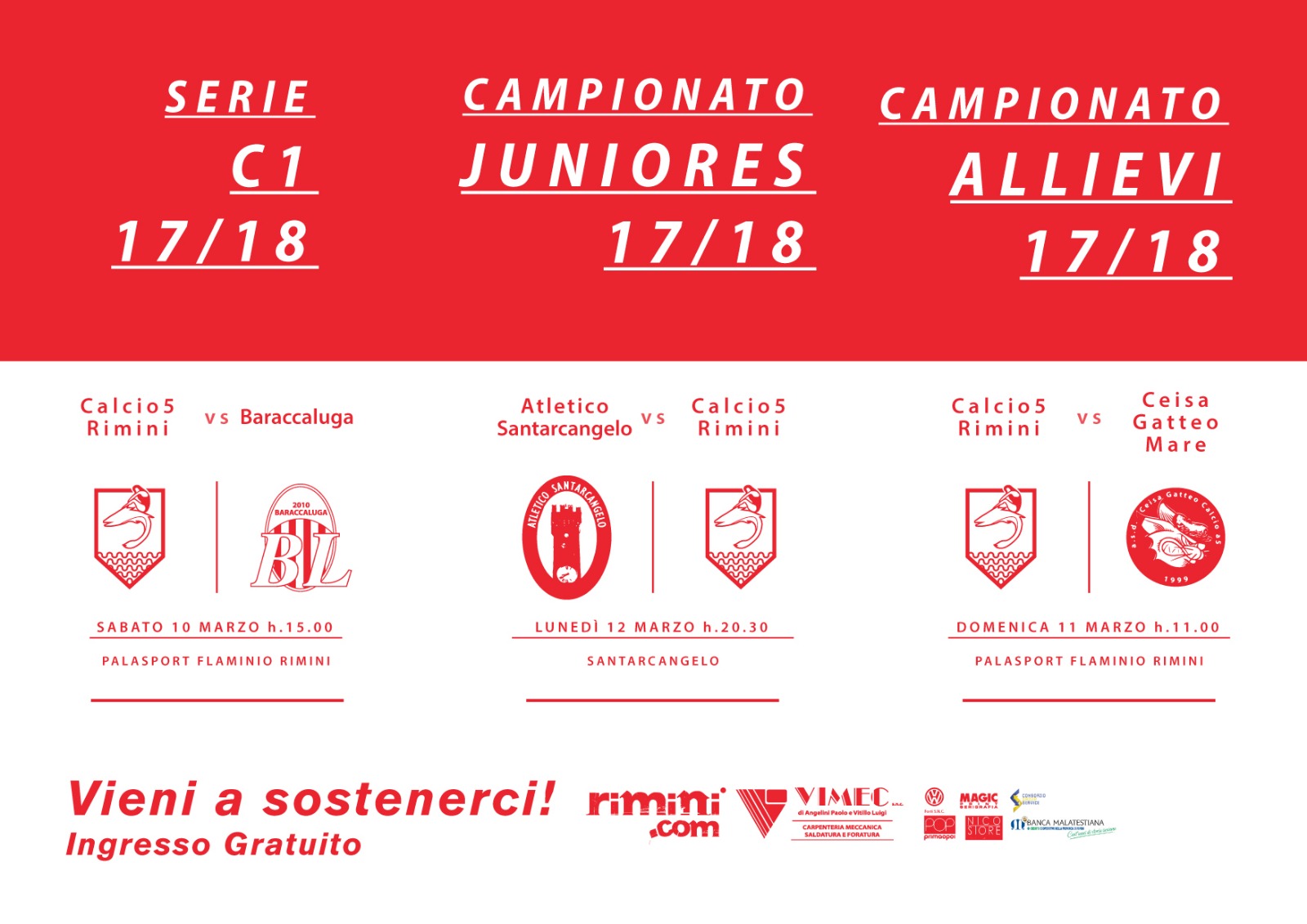 WEEKEND 10-11-12/03/2018: PARTITE DEL CALCIO A CINQUE RIMINI.COM