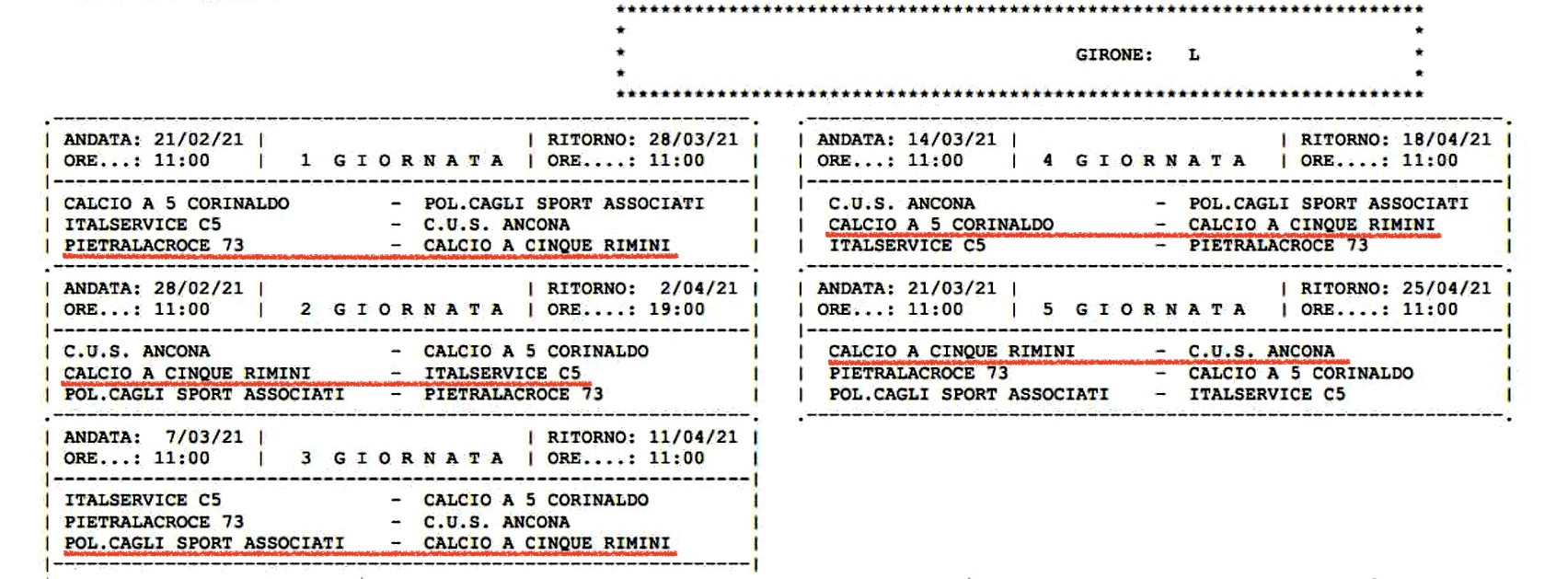 Ufficiale il calendario dell’Under19, si inizia domenica sul campo del Pietralacroce